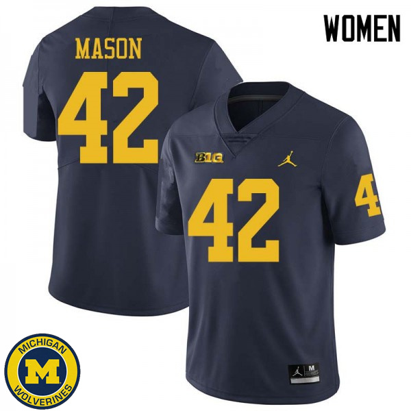 Women University of Michigan #42 Ben Mason Navy Jordan Brand College Game Jersey